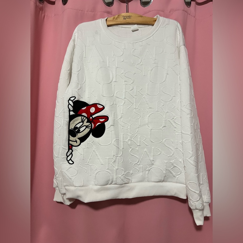 Disney White Sweater with Minnie Mouse Design
